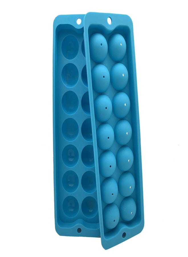 KOLORAE SILICONE 14 BALL ICE TRAY - BLUE - EASY RELEASE FLEXIBLE ICE TRAY WITH REMOVABLE TOP AND SPILL RESISTANT DESIGN - Image 1